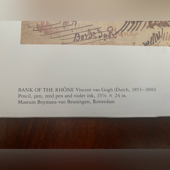 VINCENT VAN GOGH Painting of Bank of the RHONE.  Material: pen, pencil, reed pai - Picture 5 of 5